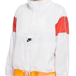 Oversized track jacket in White, Track Red & Black